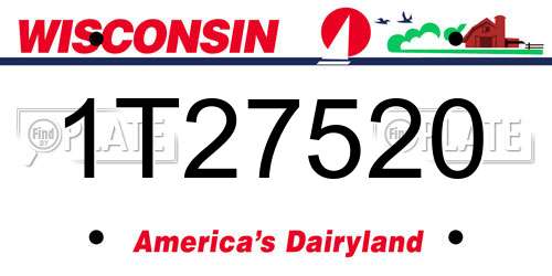 1T27520 Wisconsin License Plate