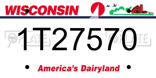 1T27570 Wisconsin License Plate