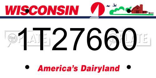 1T27660 Wisconsin License Plate
