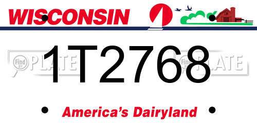 1T2768 Wisconsin License Plate