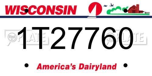 1T27760 Wisconsin License Plate