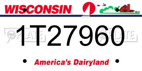 1T27960 Wisconsin License Plate