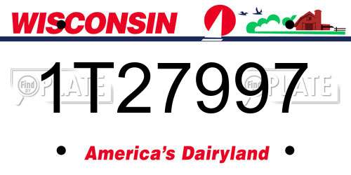 1T27997 Wisconsin License Plate