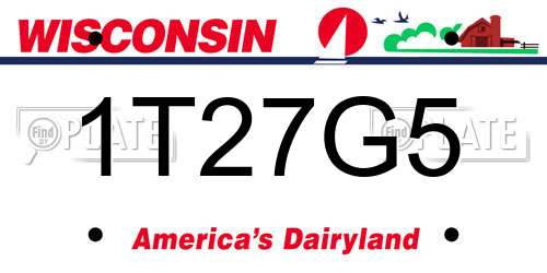 1T27G5 Wisconsin License Plate