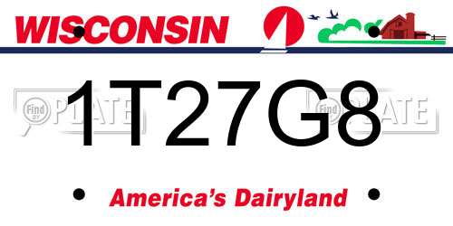 1T27G8 Wisconsin License Plate