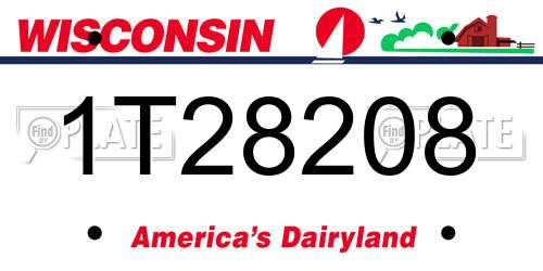 1T28208 Wisconsin License Plate
