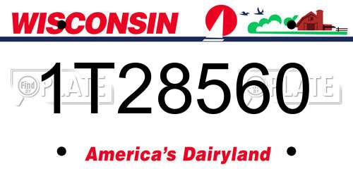1T28560 Wisconsin License Plate