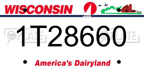 1T28660 Wisconsin License Plate