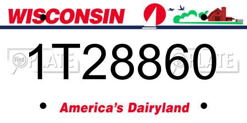 1T28860 Wisconsin License Plate