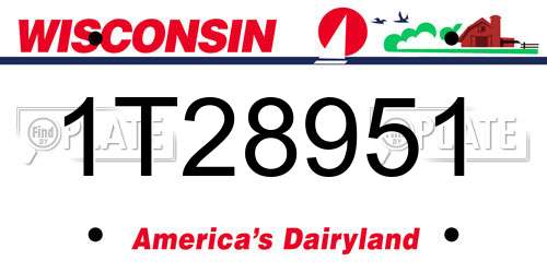 1T28951 Wisconsin License Plate