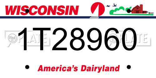 1T28960 Wisconsin License Plate
