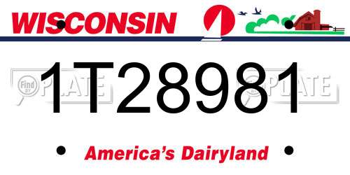 1T28981 Wisconsin License Plate