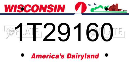 1T29160 Wisconsin License Plate