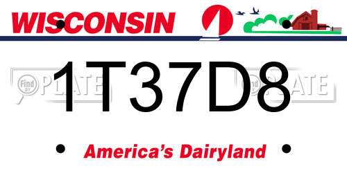1T37D8 Wisconsin License Plate
