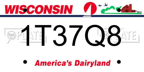 1T37Q8 Wisconsin License Plate