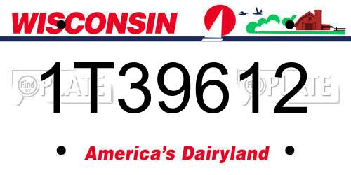 1T39612 Wisconsin License Plate