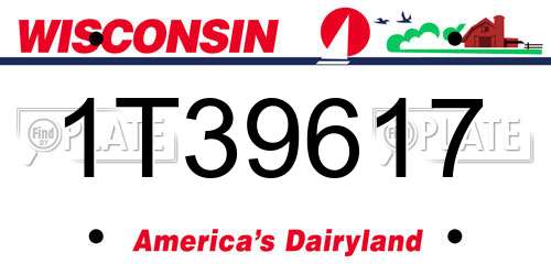 1T39617 Wisconsin License Plate