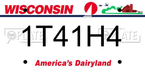 1T41H4 Wisconsin License Plate