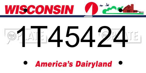 1T45424 Wisconsin License Plate