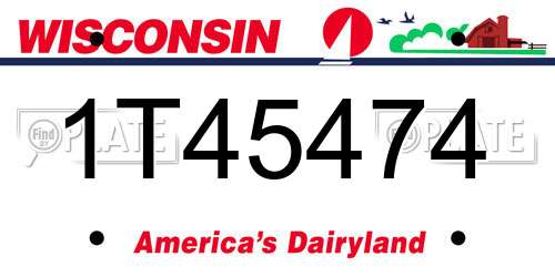 1T45474 Wisconsin License Plate