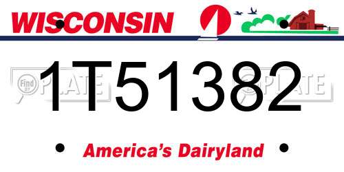 1T51382 Wisconsin License Plate