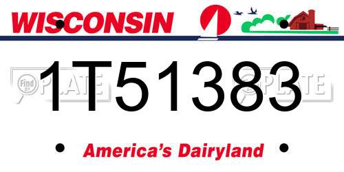 1T51383 Wisconsin License Plate