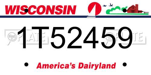 1T52459 Wisconsin License Plate