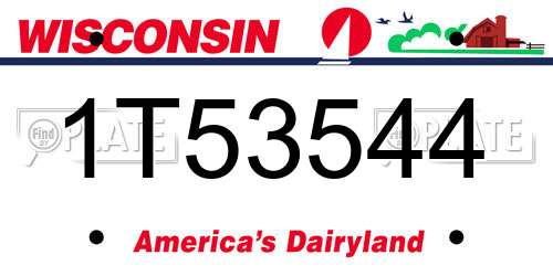 1T53544 Wisconsin License Plate