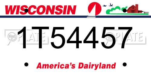 1T54457 Wisconsin License Plate