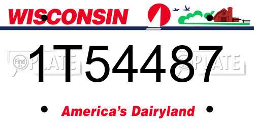 1T54487 Wisconsin License Plate