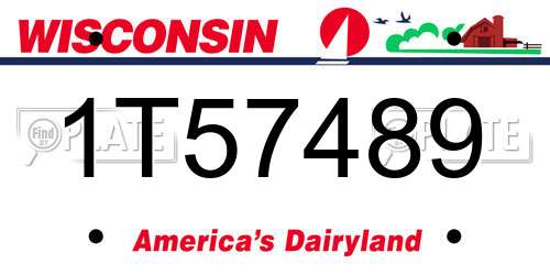 1T57489 Wisconsin License Plate