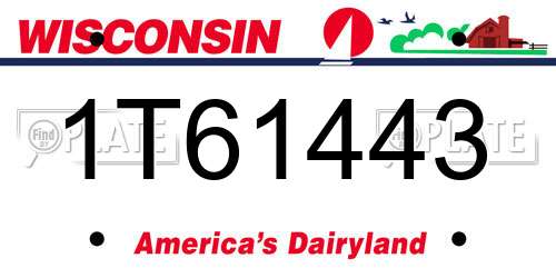 1T61443 Wisconsin License Plate