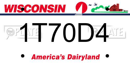 1T70D4 Wisconsin License Plate