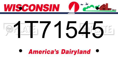 1T71545 Wisconsin License Plate
