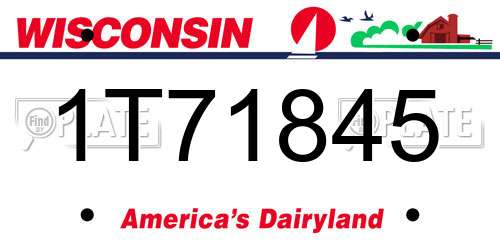 1T71845 Wisconsin License Plate