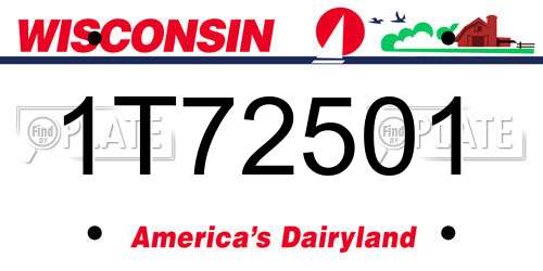 1T72501 Wisconsin License Plate