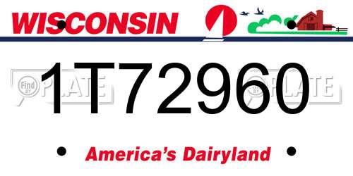 1T72960 Wisconsin License Plate