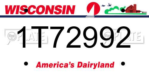 1T72992 Wisconsin License Plate