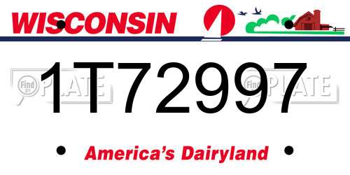 1T72997 Wisconsin License Plate
