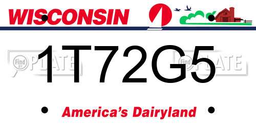 1T72G5 Wisconsin License Plate