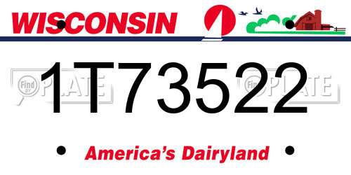 1T73522 Wisconsin License Plate