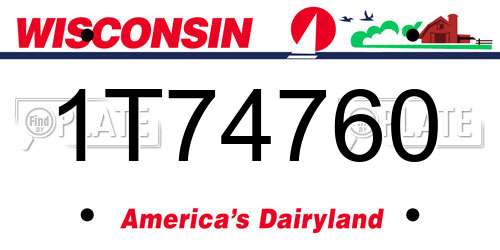 1T74760 Wisconsin License Plate