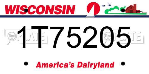 1T75205 Wisconsin License Plate