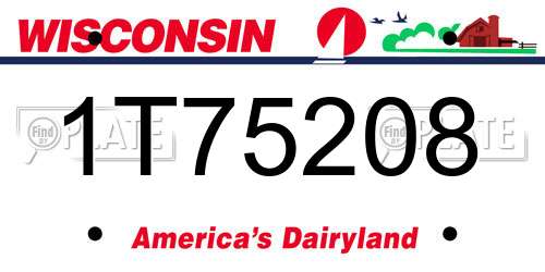 1T75208 Wisconsin License Plate