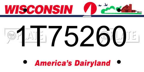 1T75260 Wisconsin License Plate