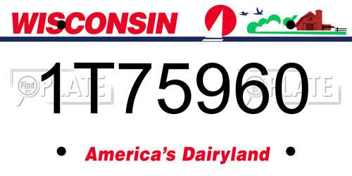 1T75960 Wisconsin License Plate