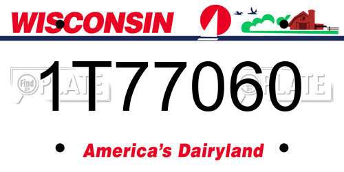 1T77060 Wisconsin License Plate