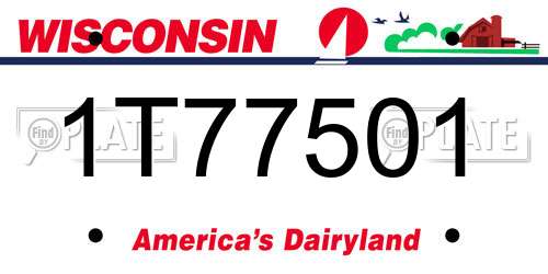 1T77501 Wisconsin License Plate