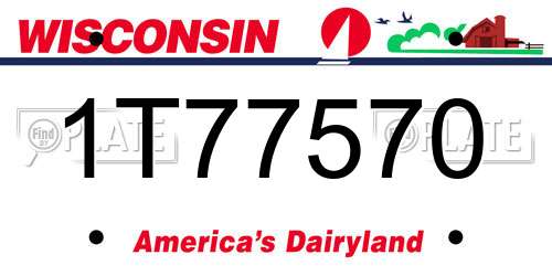 1T77570 Wisconsin License Plate