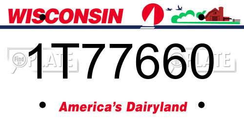 1T77660 Wisconsin License Plate